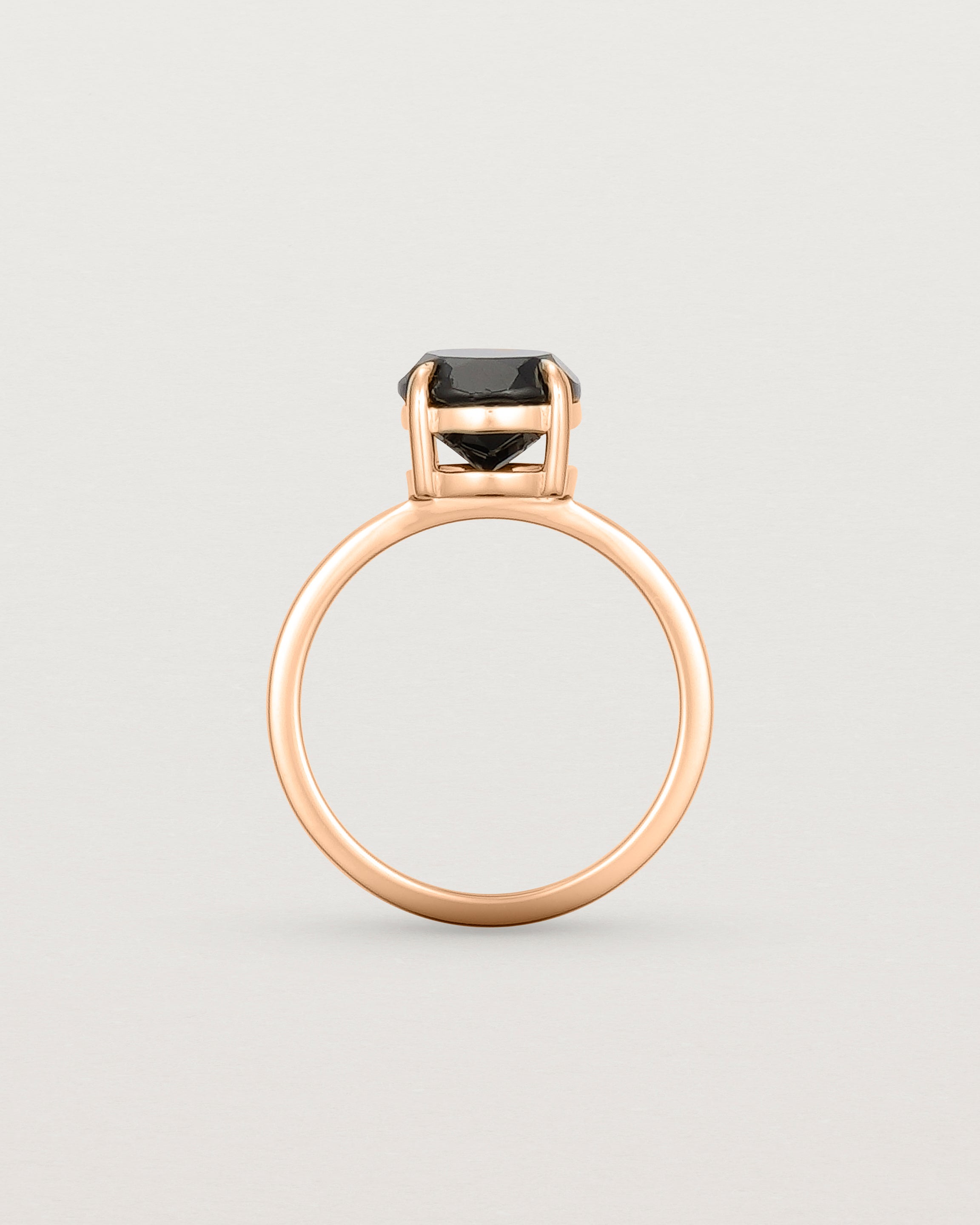 Standing view of the Una Round Solitaire | Black Spinel | Rose Gold