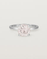 Front view of the Una Round Solitaire | Morganite | White Gold