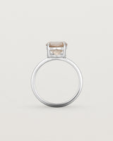 Standing view of the Front view of the Una Round Solitaire | Rutilated Quartz | White Gold.