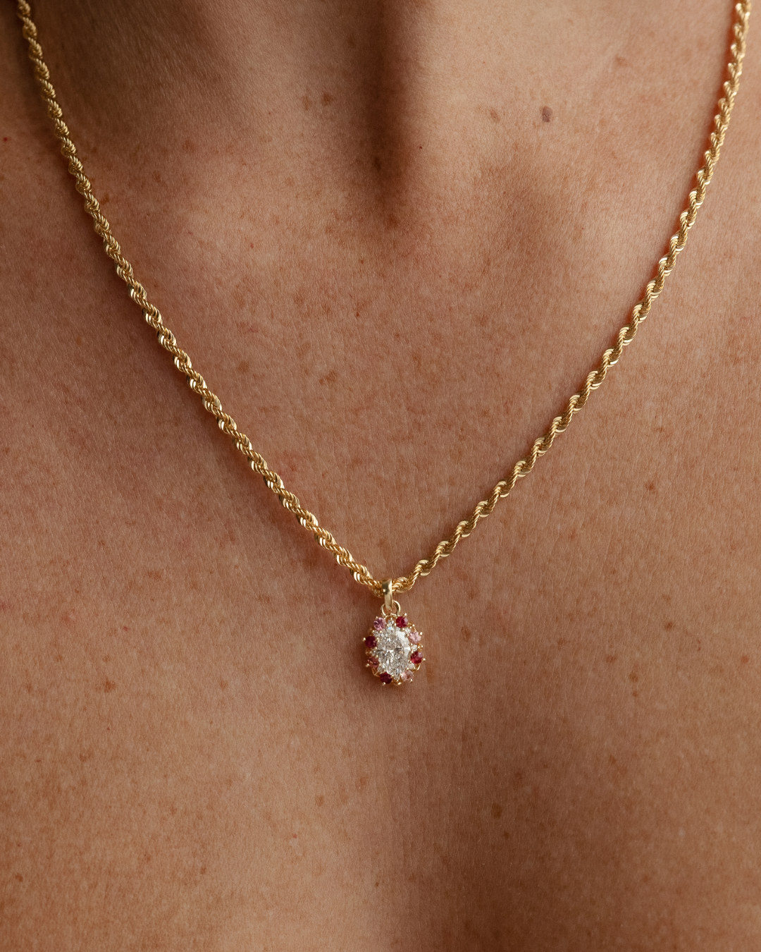 Eirene Halo Necklace | Laboratory Grown Diamonds & Birthstones
