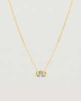 Front view of the Vega Slider Necklace | Sapphire | Yellow Gold.