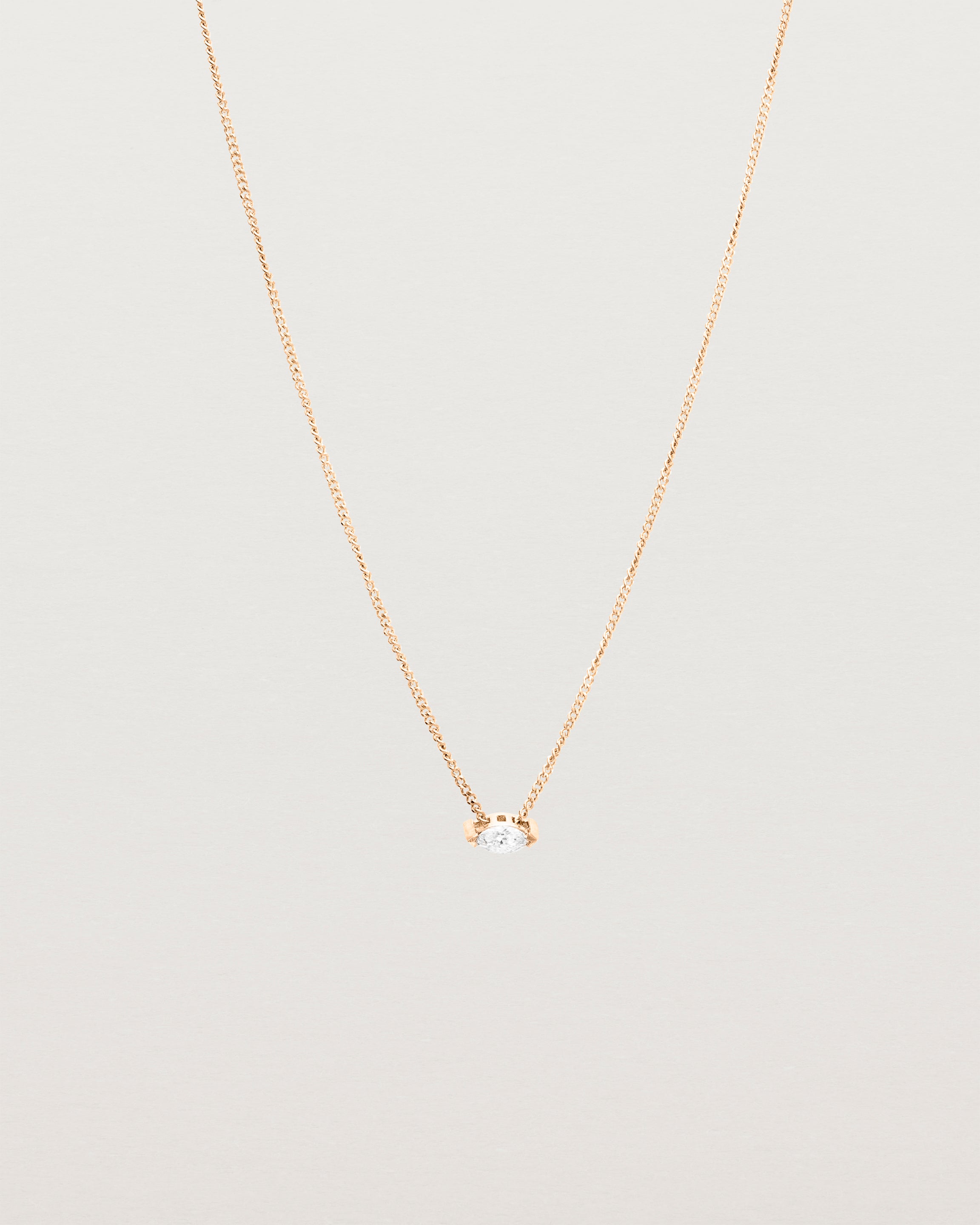 Front view of the Vega Slider Necklace | Diamond | Rose Gold.