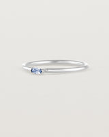 Angled view of the Vega Stacking Ring | Sapphire in white gold.