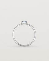 Standing view of the Vega Stacking Ring | Sapphire in white gold.