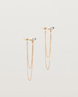 A pair of Vega Loop Studs | Sapphire & Diamond | Rose Gold.