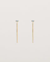 Front view of Vega Loop Studs | Sapphire & Diamond | Yellow Gold.