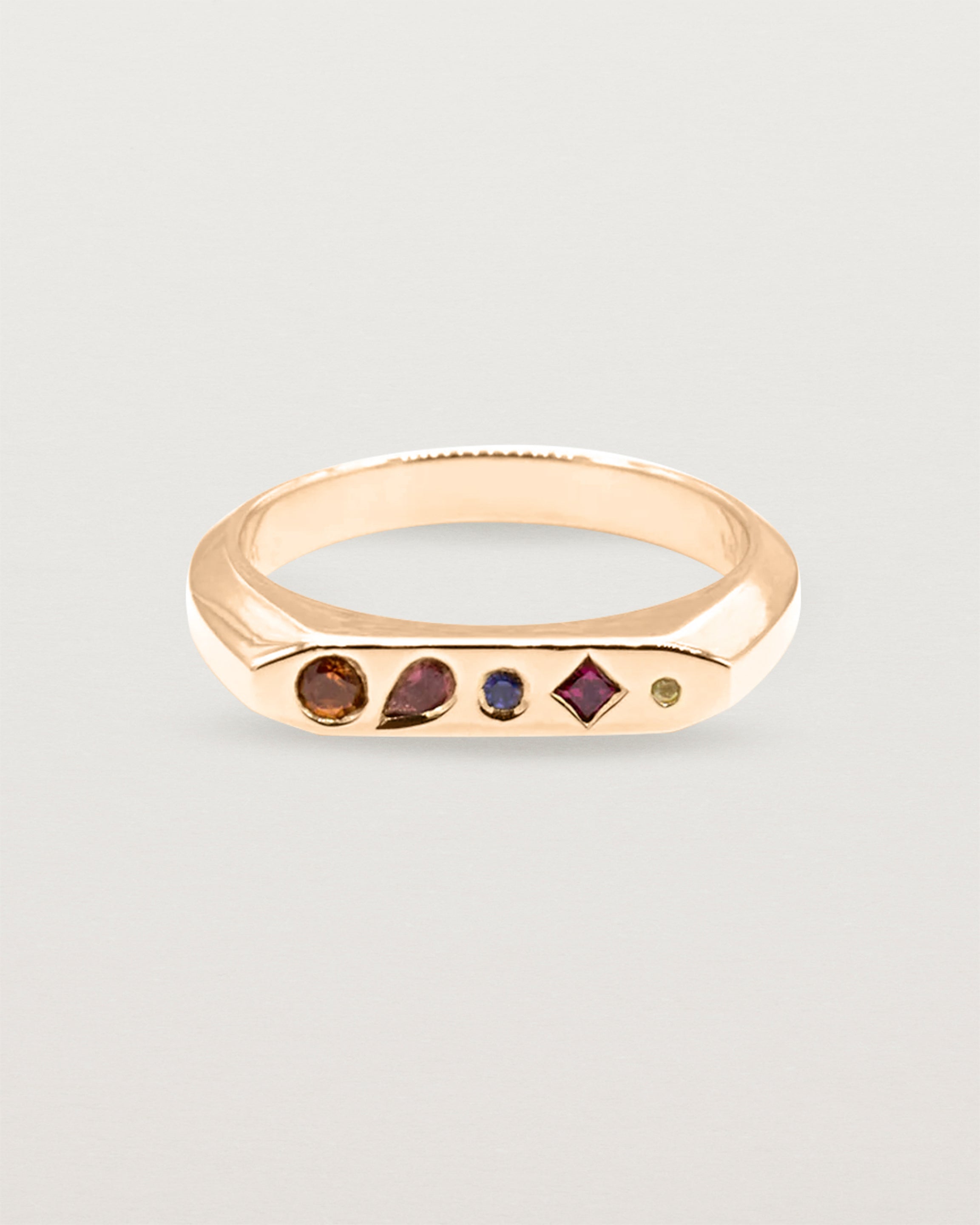 Vera Signet Ring | Coloured Stones | Rose Gold