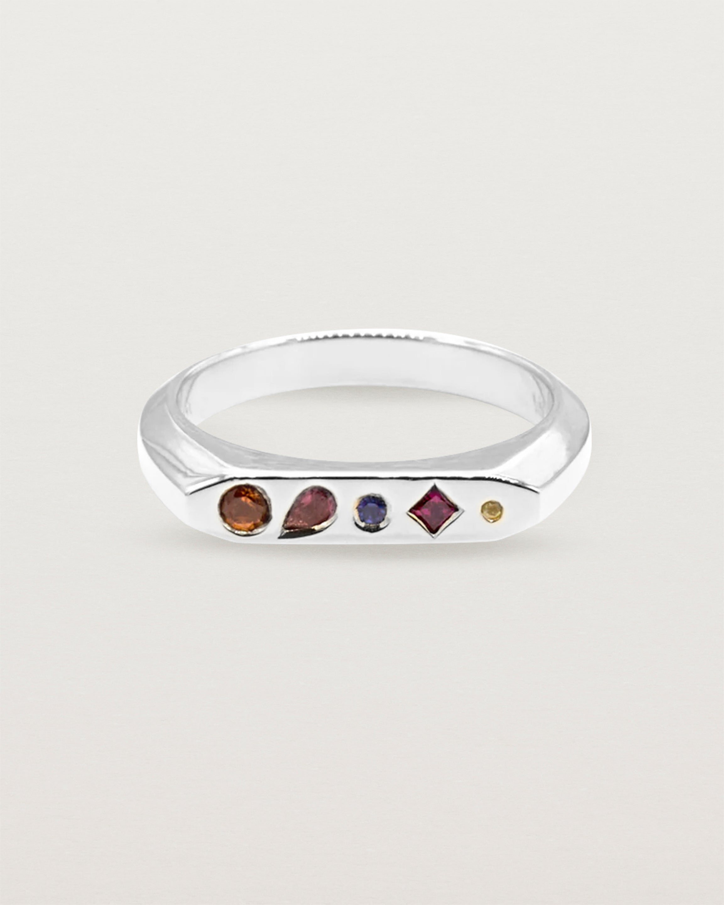 Vera Signet Ring | Coloured Stones | White Gold