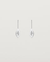Front view of the Willow Drop Earrings | Birthstone in white gold with a Diamond.