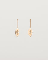 Front view of the Willow Drop Earrings | Birthstone in rose gold with a Diamond.