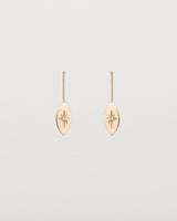 Front view of the Willow Drop Earrings | Birthstone in rose gold with a Diamond.
