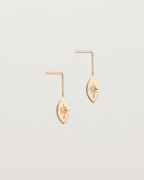 Angled view of the Willow Drop Earrings | Birthstone in rose gold with a Diamond.