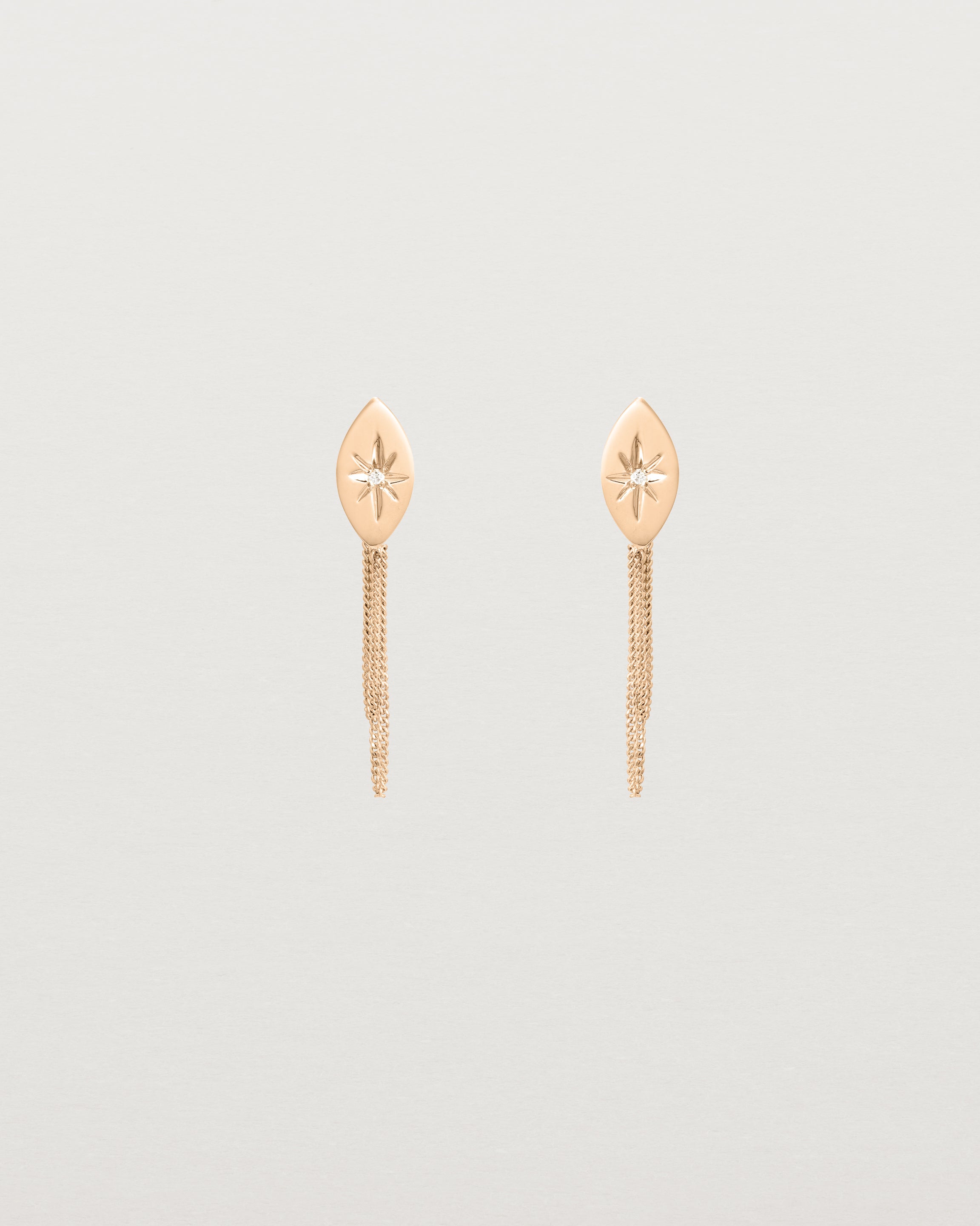 Front view of the Willow Loop Studs | Birthstone in rose gold with white diamonds.