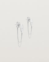 Angled view of the Willow Loop Studs | Birthstone in sterling silver with white diamonds.