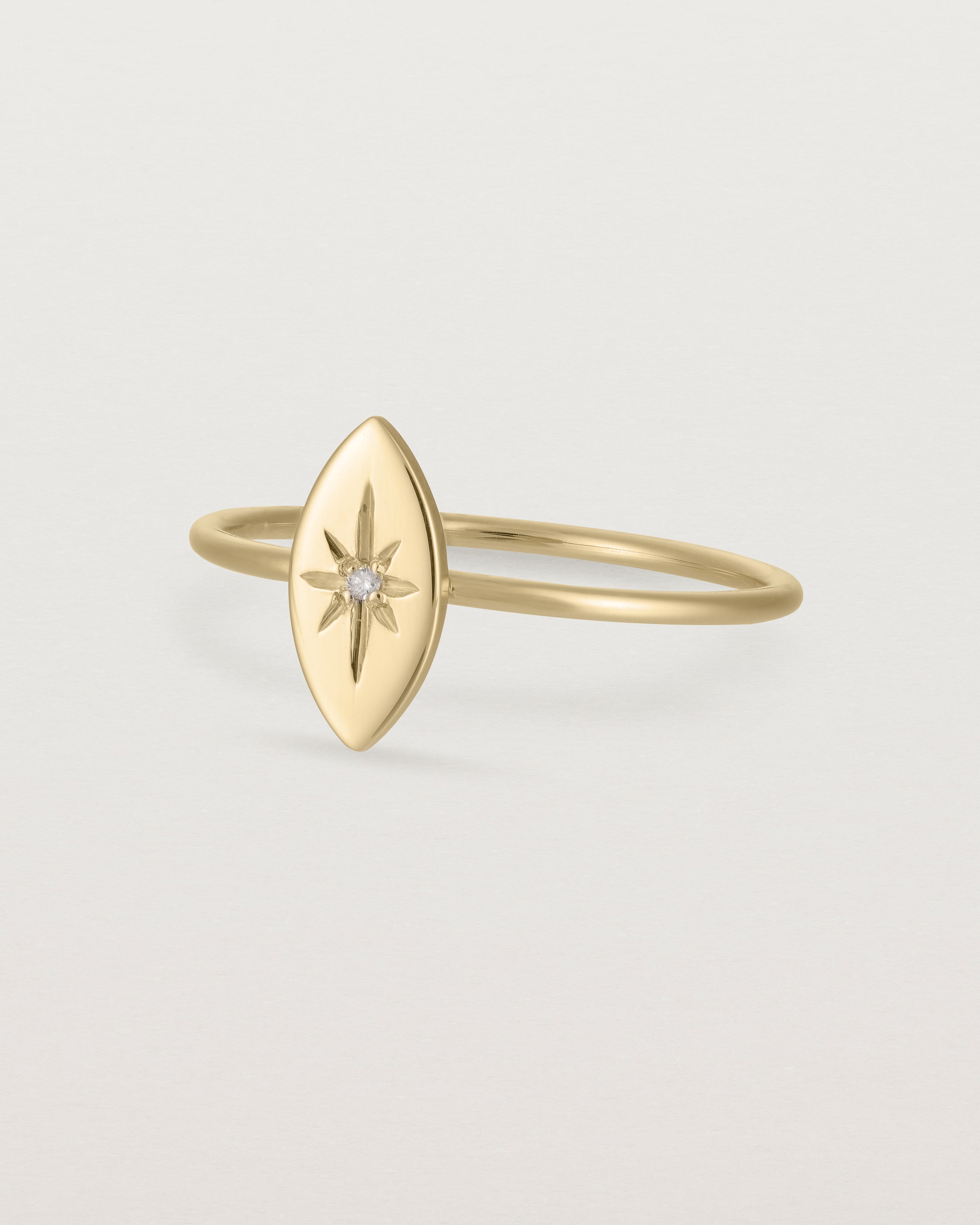 Angled view of the Willow Ring | Birthstone | Yellow Gold.