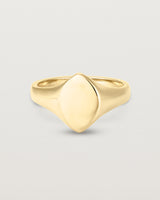 Front view of the Willow Signet Ring in yellow gold.