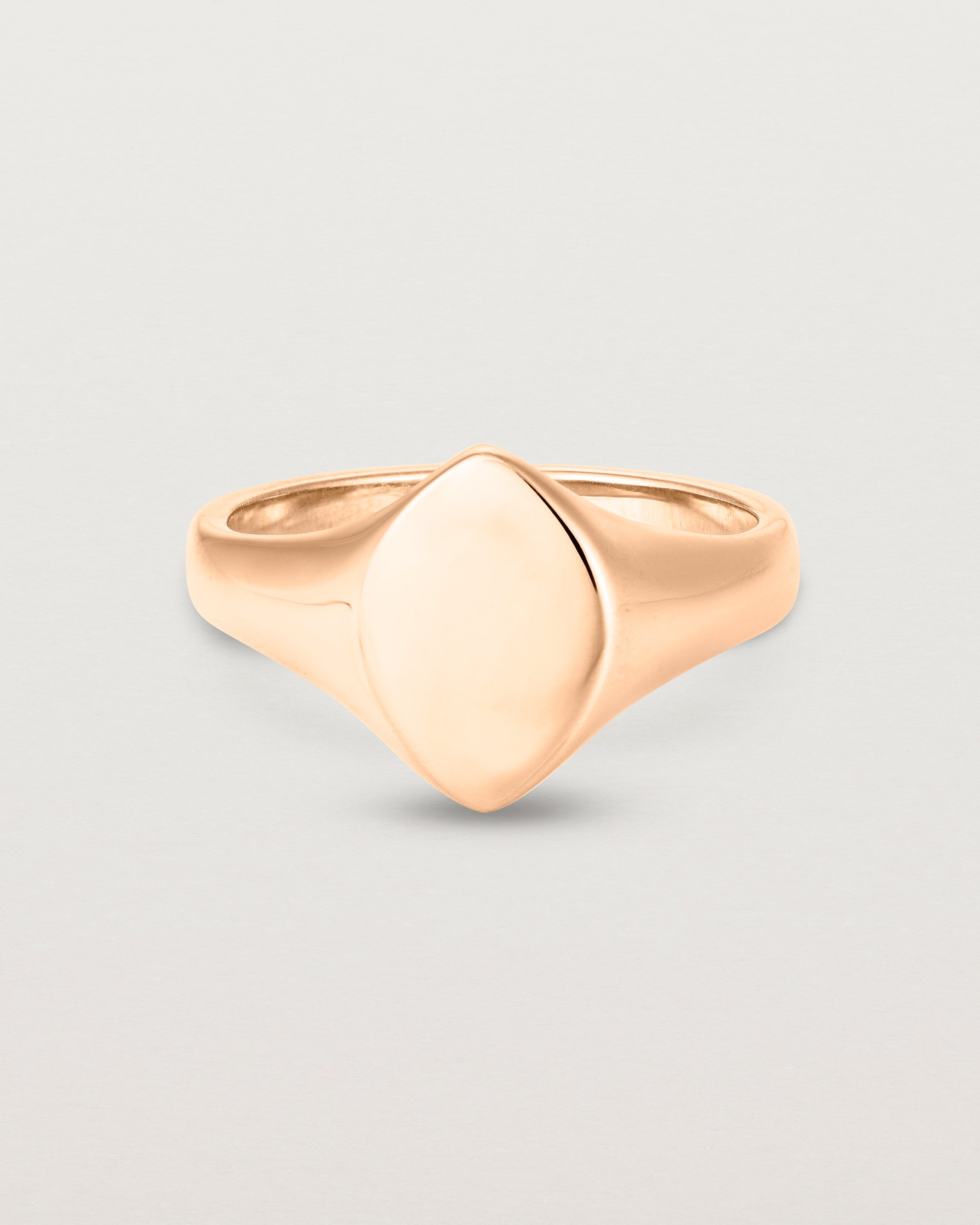 Front view of the Willow Signet Ring in rose gold.