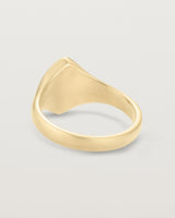 Back view of the Willow Millgrain Signet Ring | Birthstone in yellow gold.