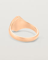 Back view of the Willow Millgrain Signet Ring | Birthstone in rose gold.