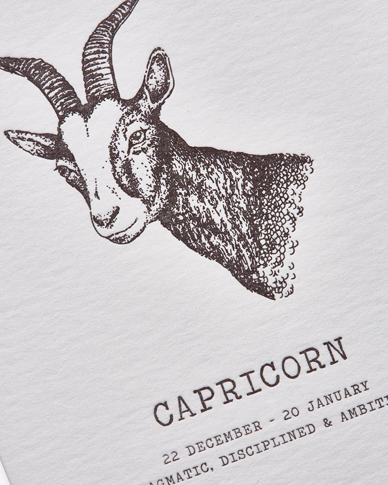 Zodiaque Moon | Capricorn Letterpress Greeting Card