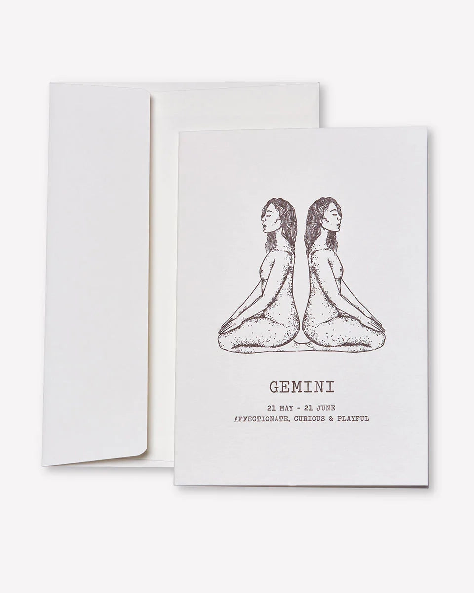 Zodiaque Moon | Gemini Letterpress Greeting Card