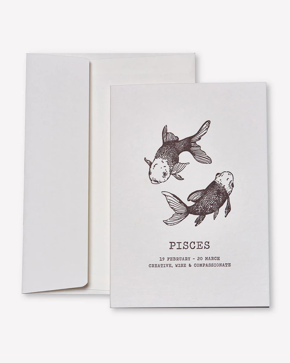 Zodiaque Moon | Pisces Letterpress Greeting Card
