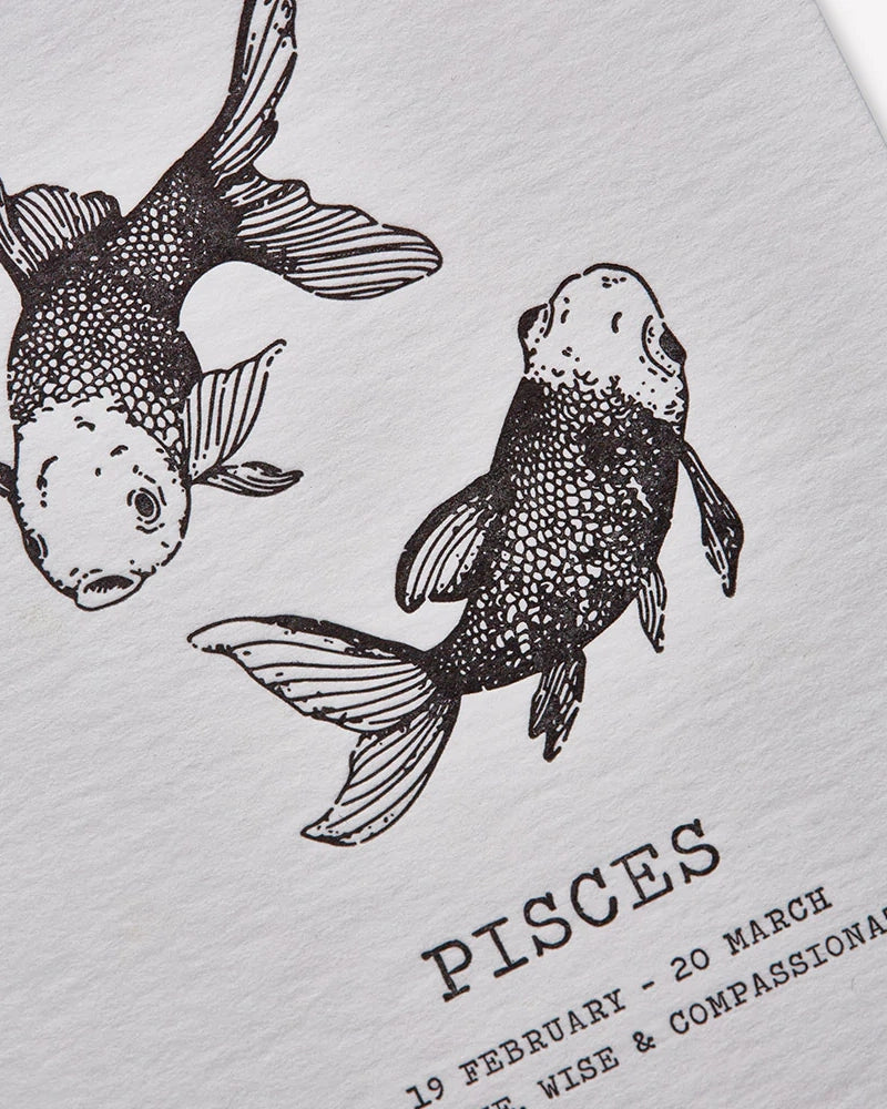 Zodiaque Moon | Pisces Letterpress Greeting Card