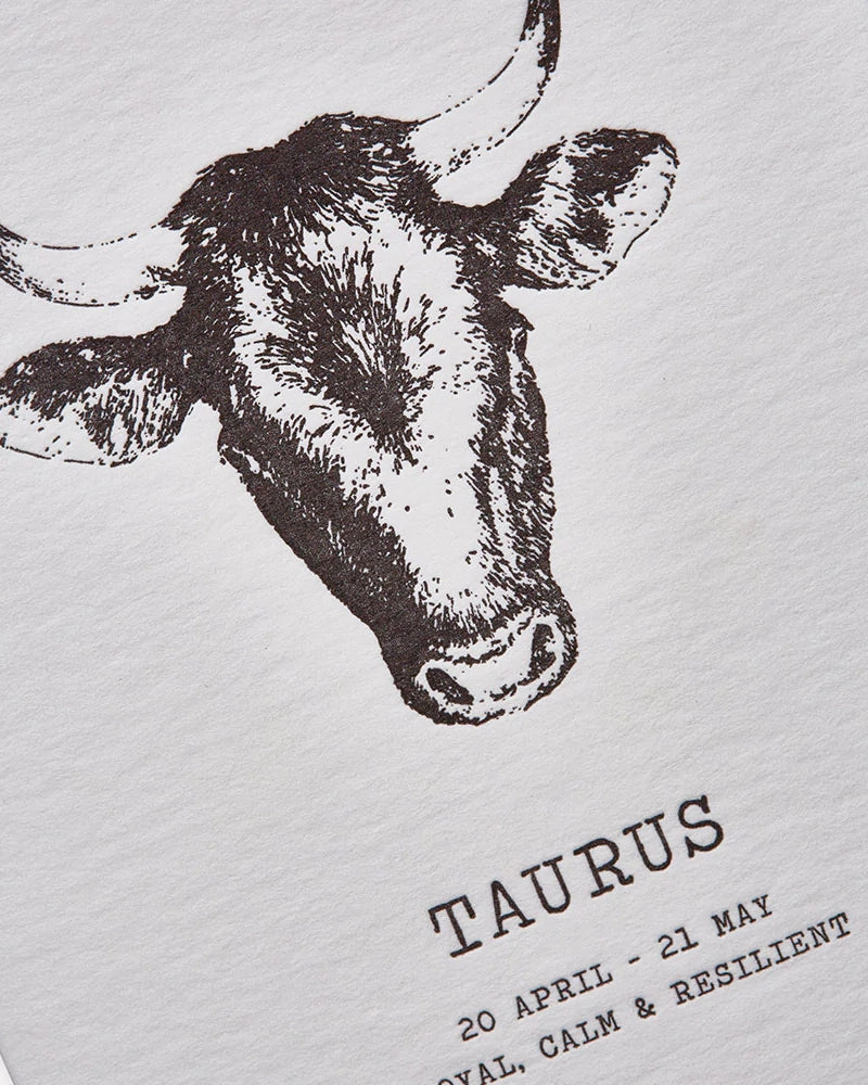 Zodiaque Moon | Taurus Letterpress Greeting Card