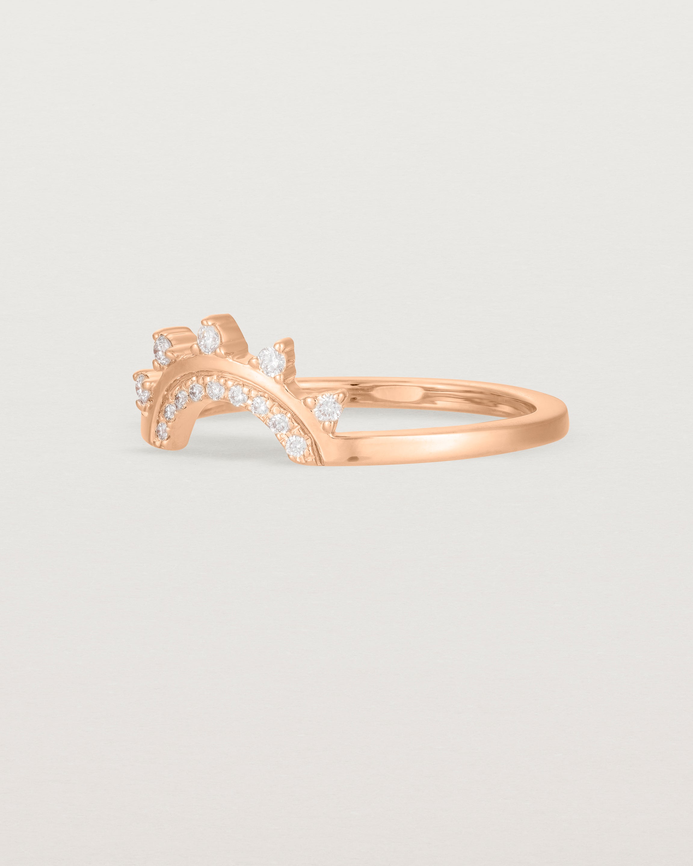 Angled view of the Adeline Crown Ring | Fit Ⅰ | Rose Gold.