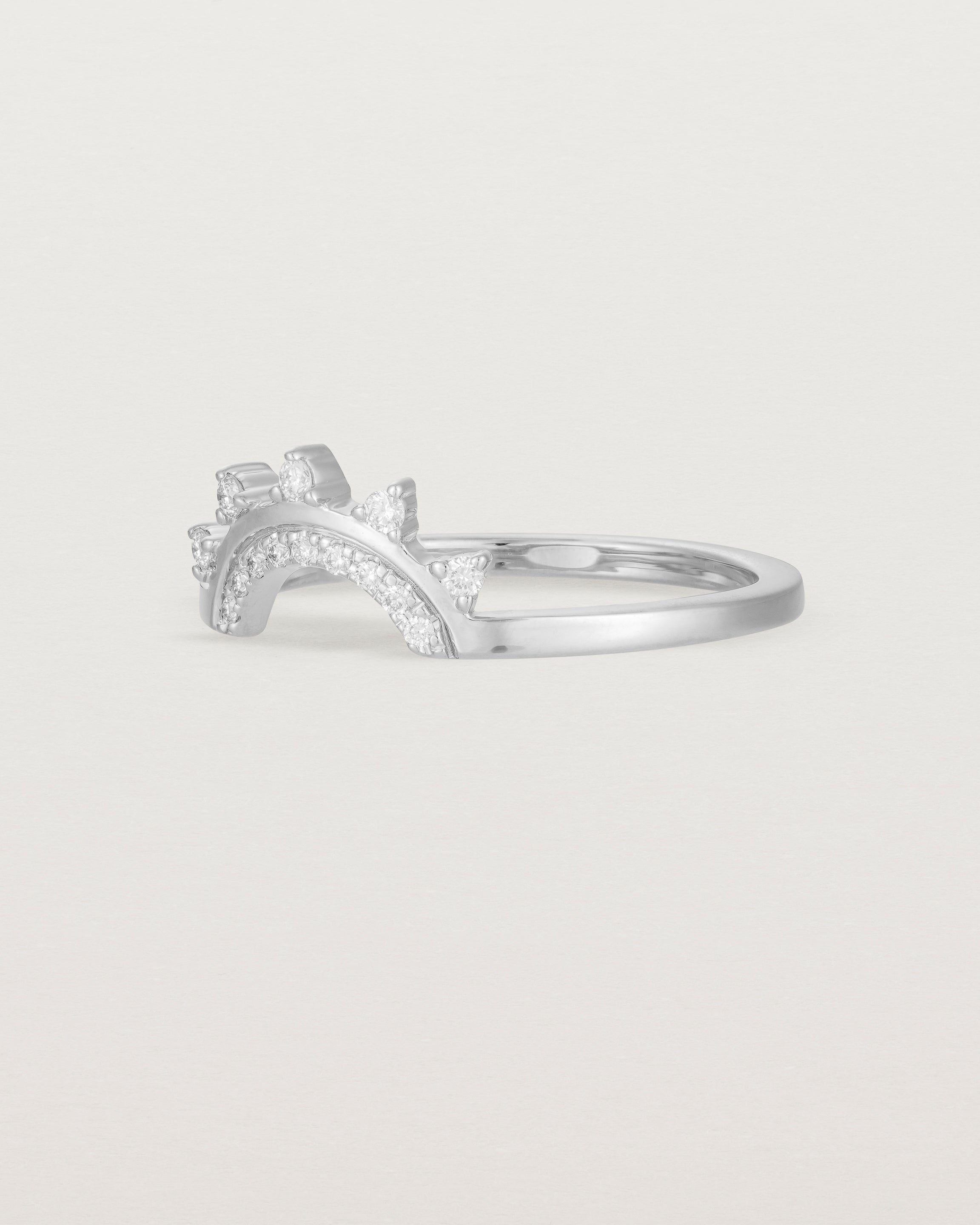 Angled view of the Adeline Crown Ring | Fit Ⅰ | White Gold.