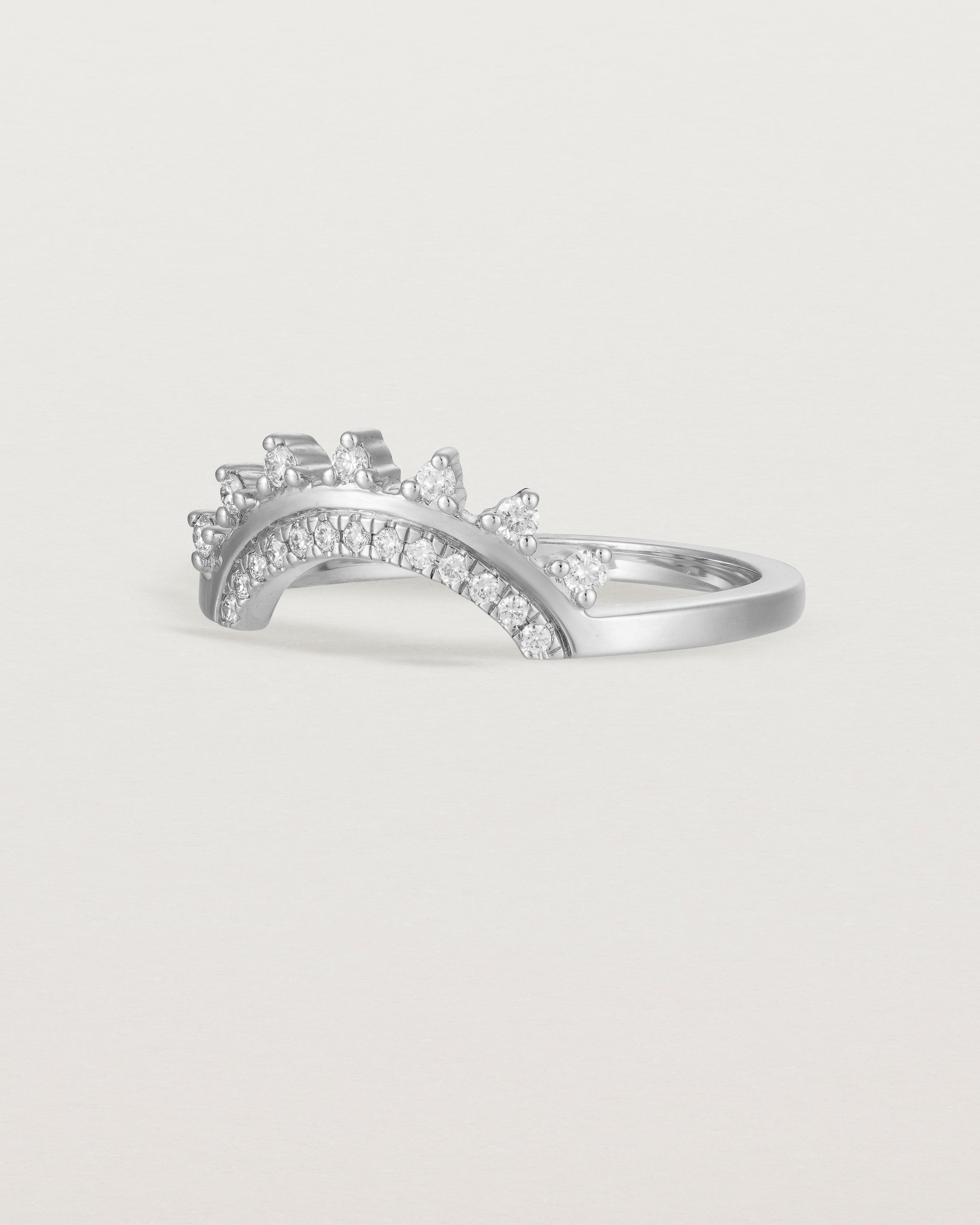 Angled view of the Adeline Crown Ring | Fit Ⅲ | White Gold.