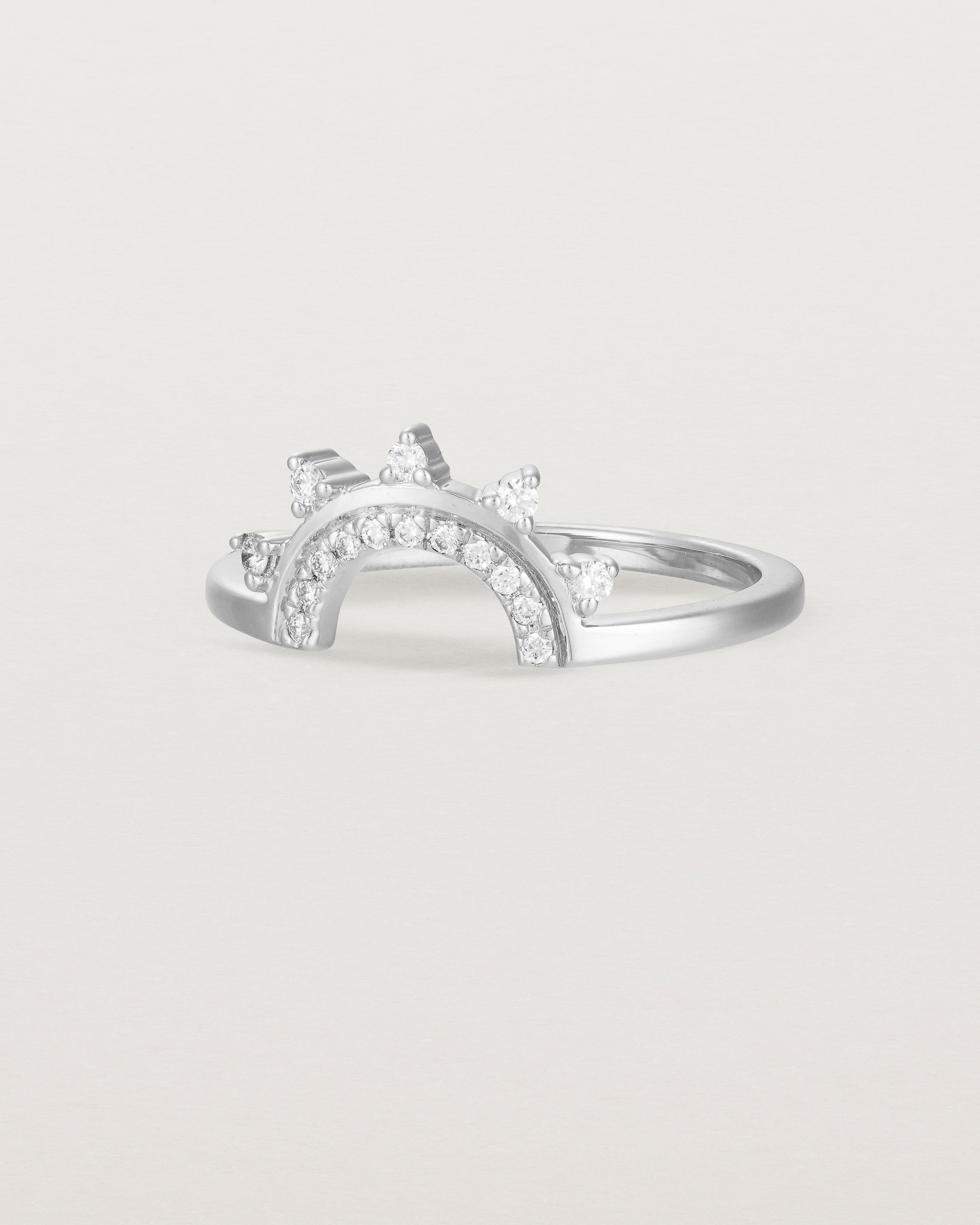 Angled view of the Adeline Crown Ring | Fit Ⅱ | White Gold.