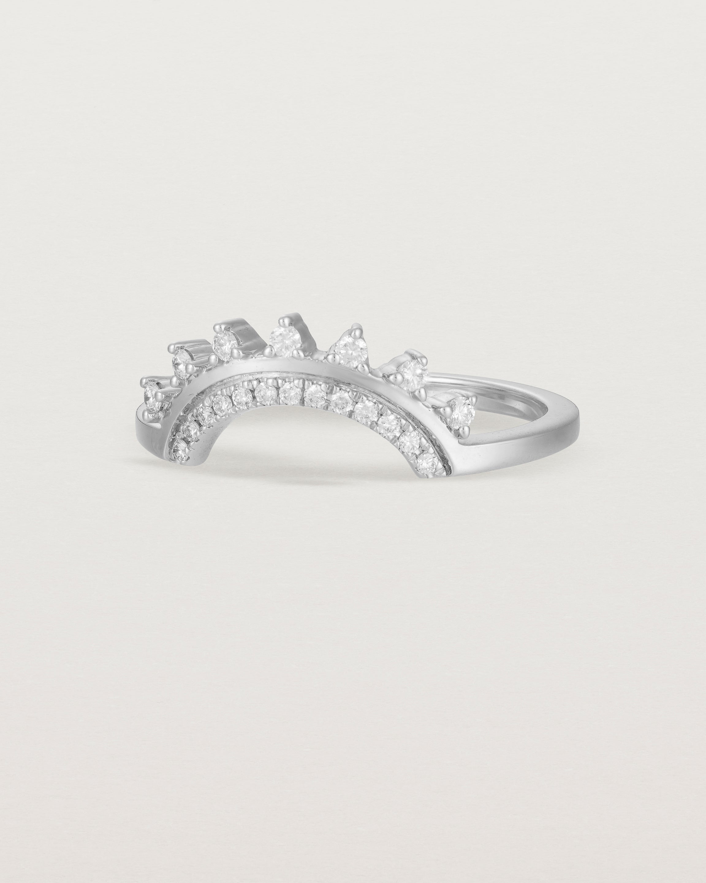 Angled view of the Adeline Crown Ring | Fit Ⅳ | White Gold.