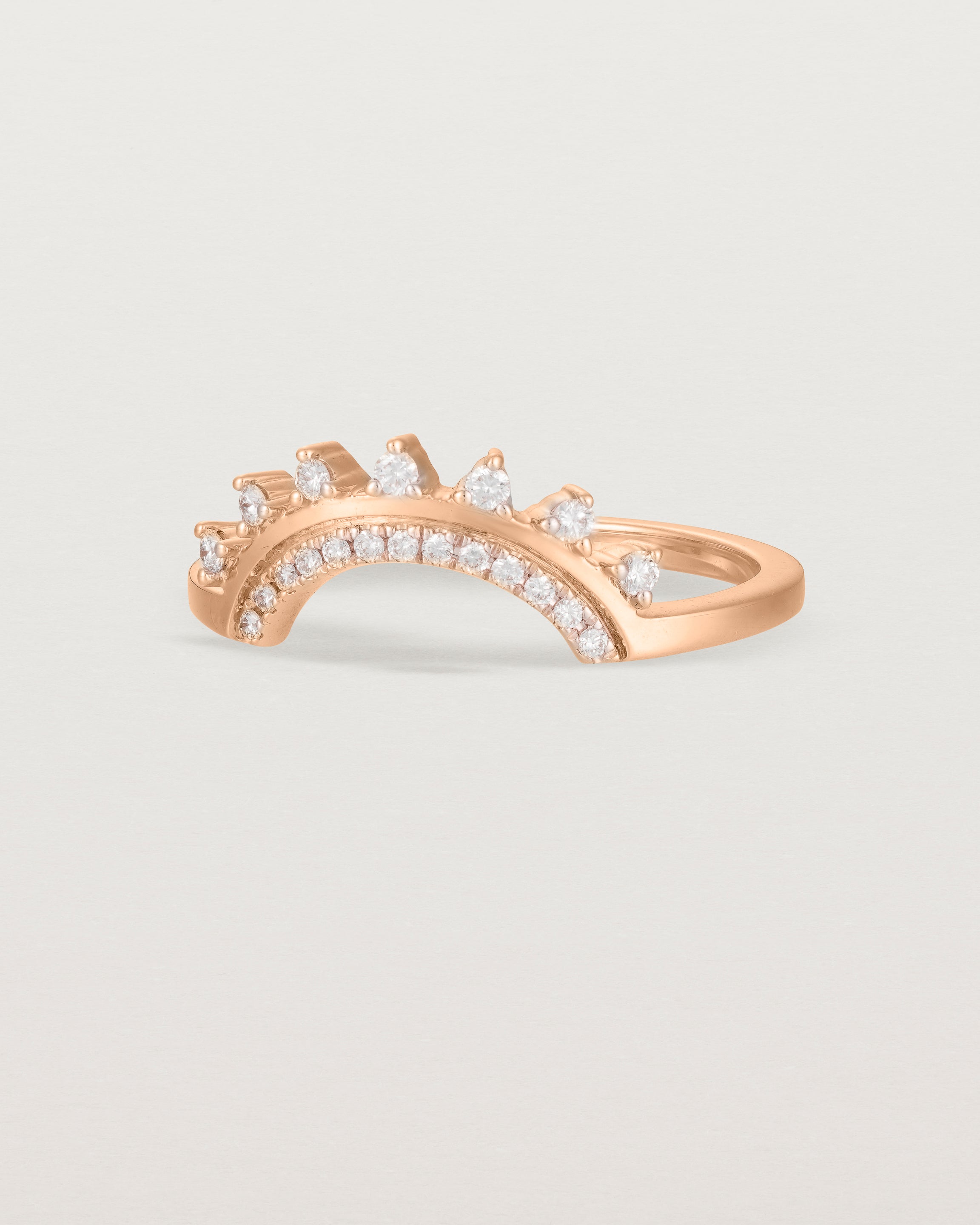 Angled view of the Adeline Crown Ring | Fit Ⅳ | Rose Gold.