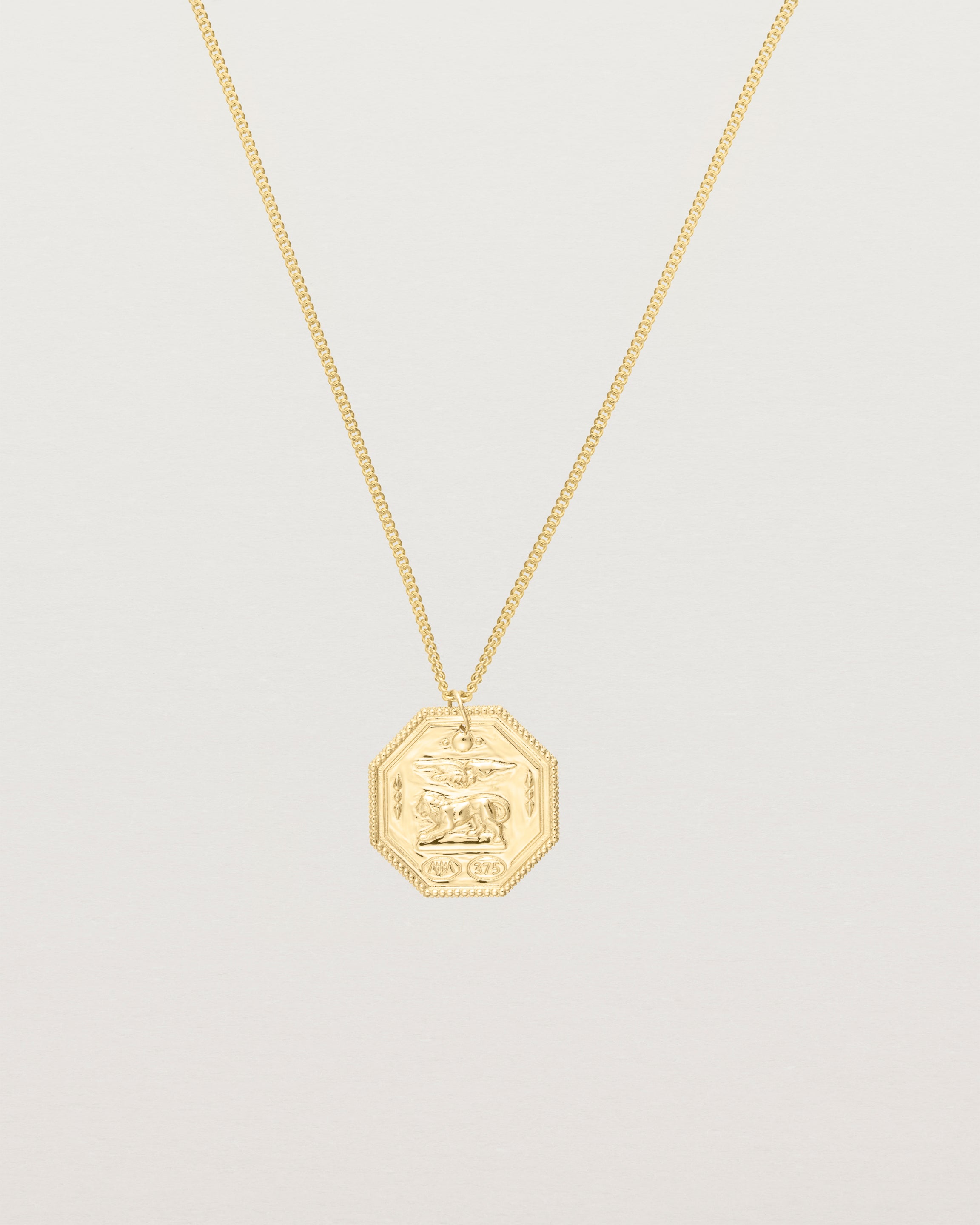 Front view of the Aeneid Necklace in yellow gold.