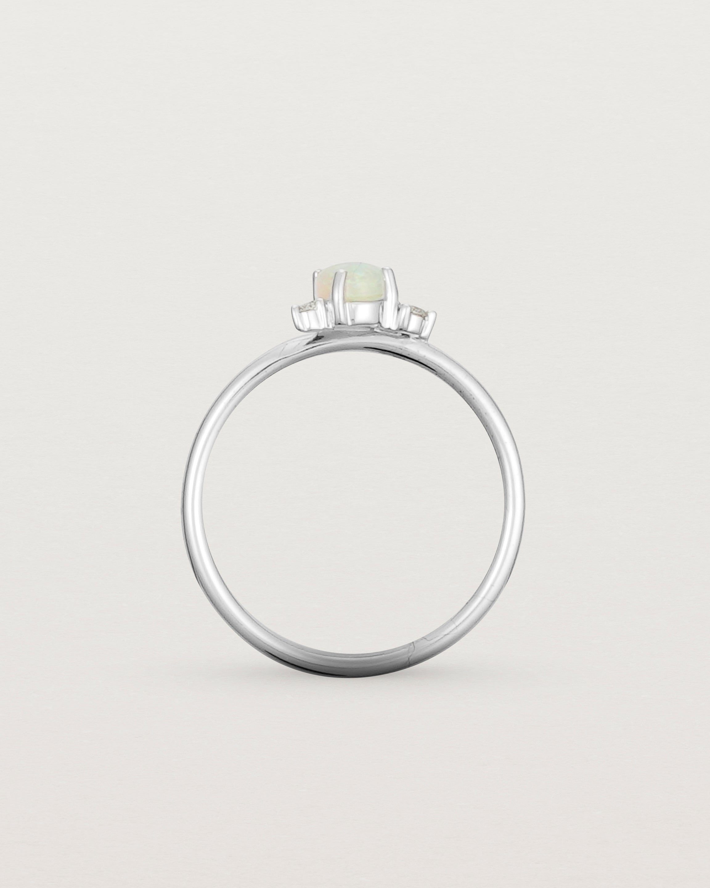 Standing view of the Aeni Cluster Ring | Opal | White Gold.