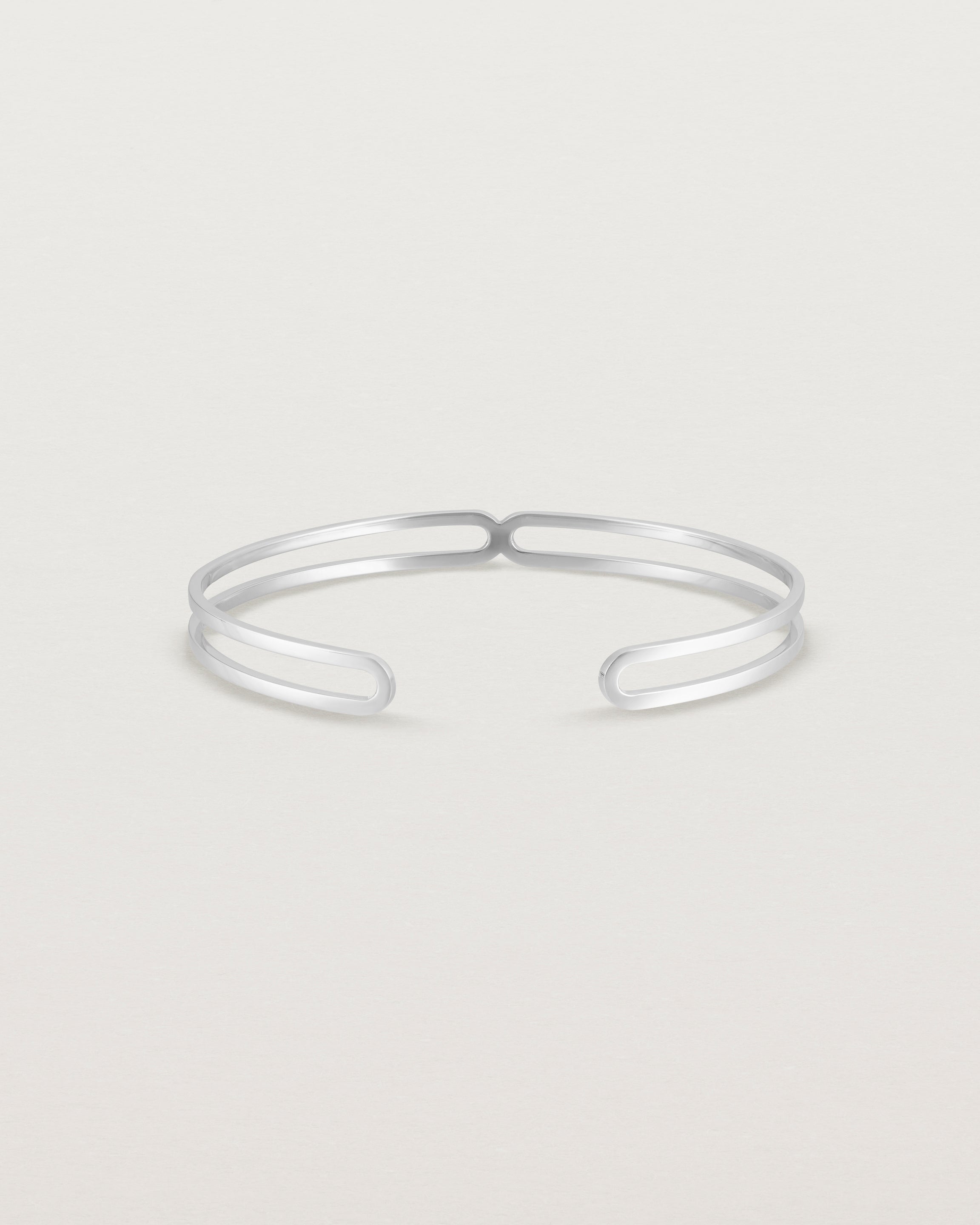 Front view of the Ailing Cuff Bangle in Sterling Silver.