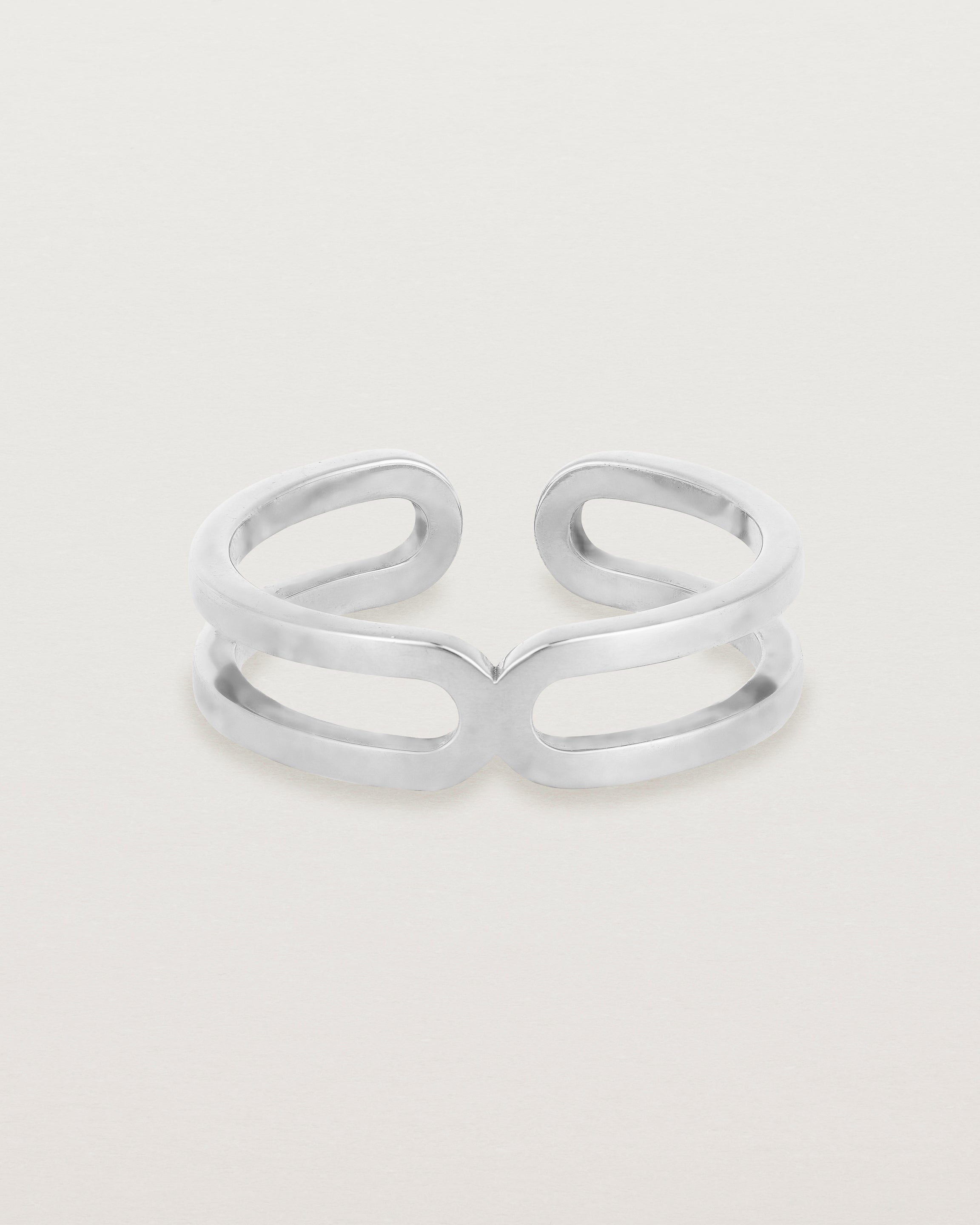 silver double band cuff ring