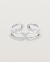 silver double band cuff ring