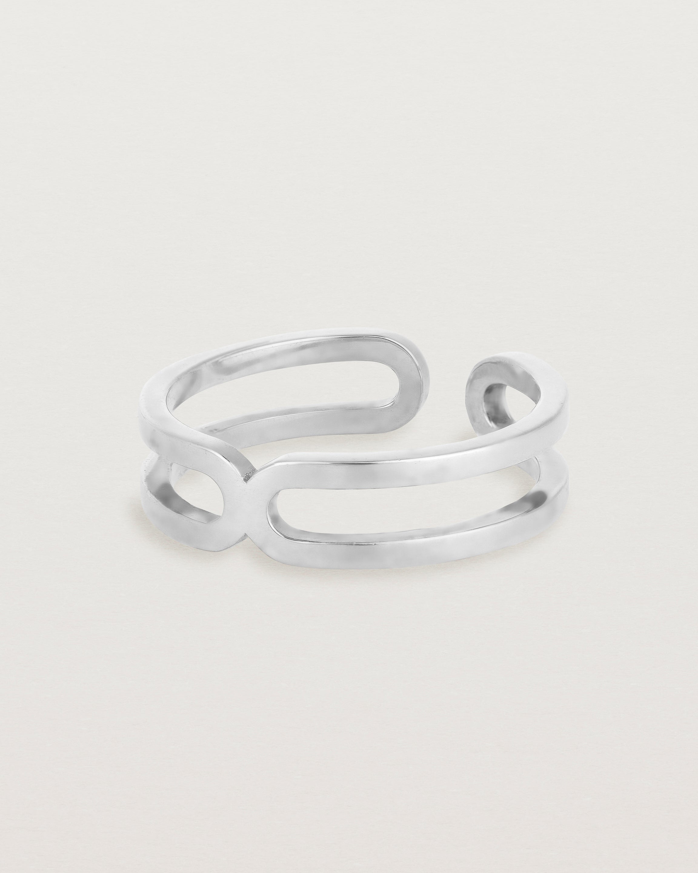 silver double band cuff ring