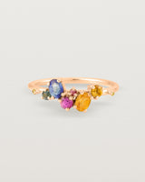 rose gold multi coloured precious stone ring
