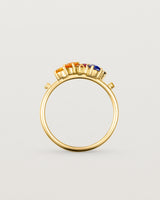Yellow gold multi coloured precious stone ring