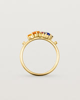 Yellow gold multi coloured precious stone ring