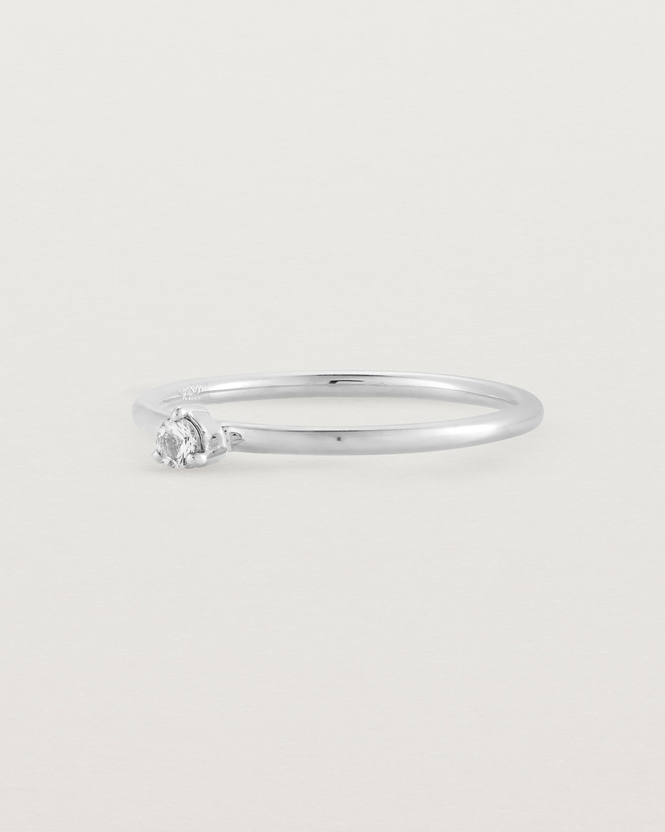 Single solitaire white diamond ring in white gold