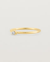 Single solitaire white diamond ring in yellow gold