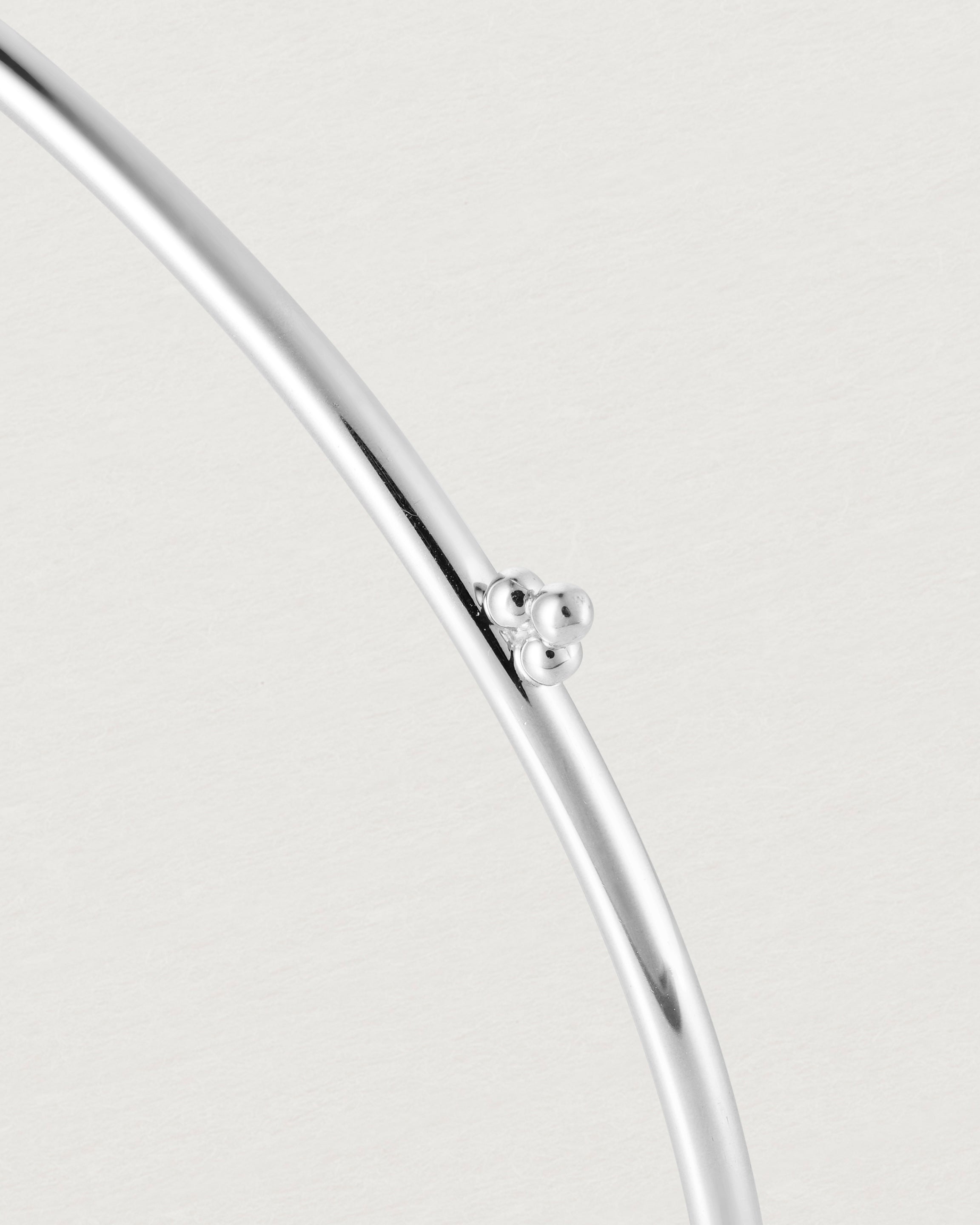 Close up of the detail of the the Alya Bangle in Sterling Silver.