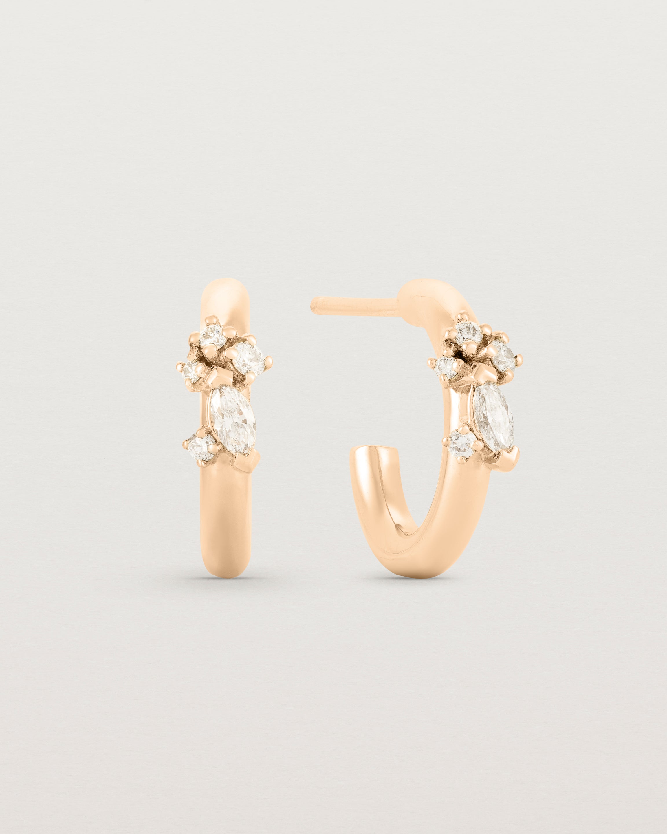 A pair of Amalia Hoops | Diamonds | Rose Gold.