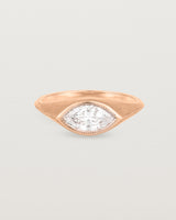 A rose gold Signet Ring featuring a marquise cut white diamond. _label: Matte Finish Example