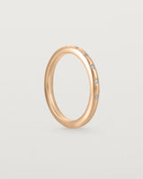 Standing view of Bold Curve Ring | 2mm | Diamonds | Rose Gold.