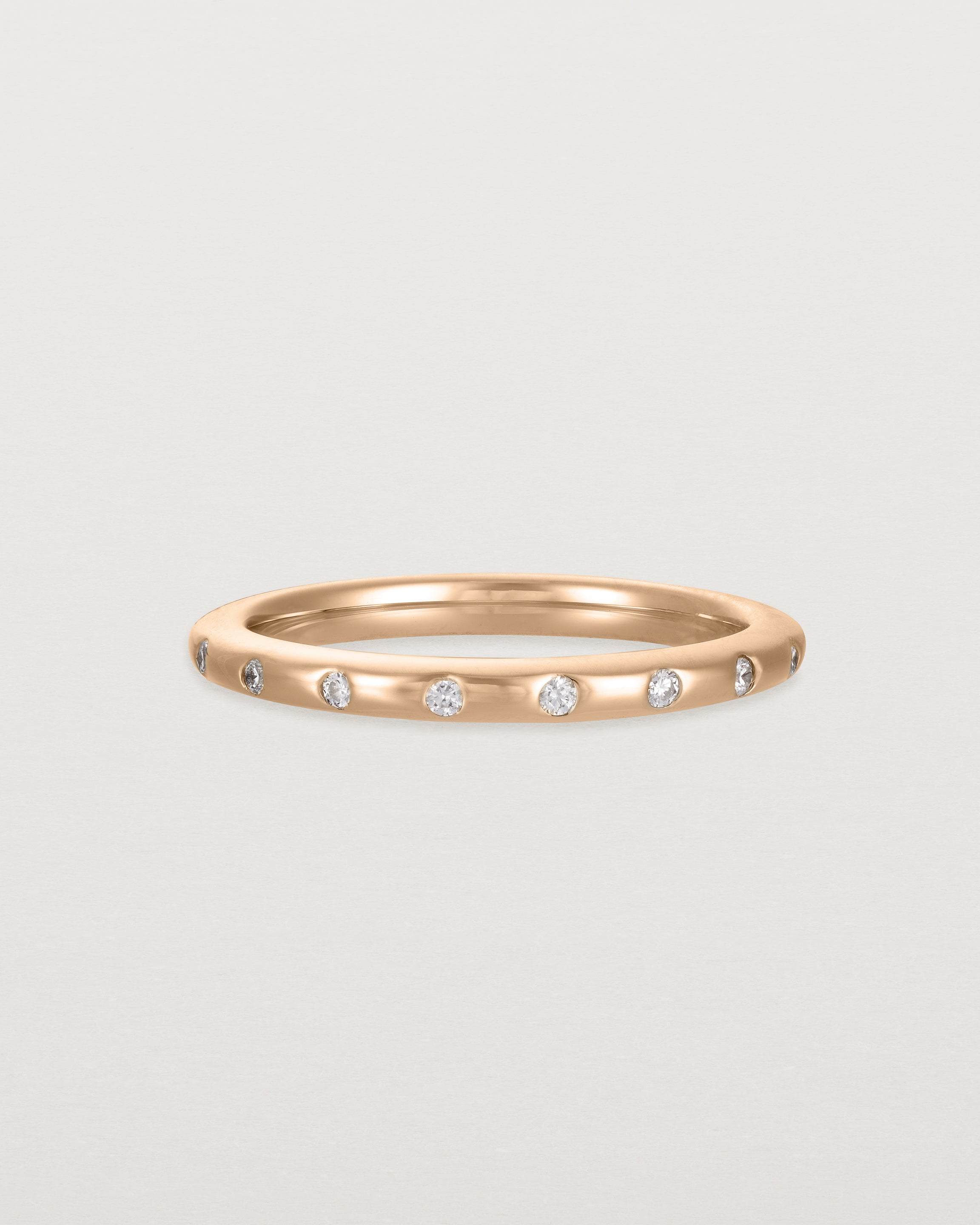 Front view of Bold Curve Ring | 2mm | Diamonds | Rose Gold.
